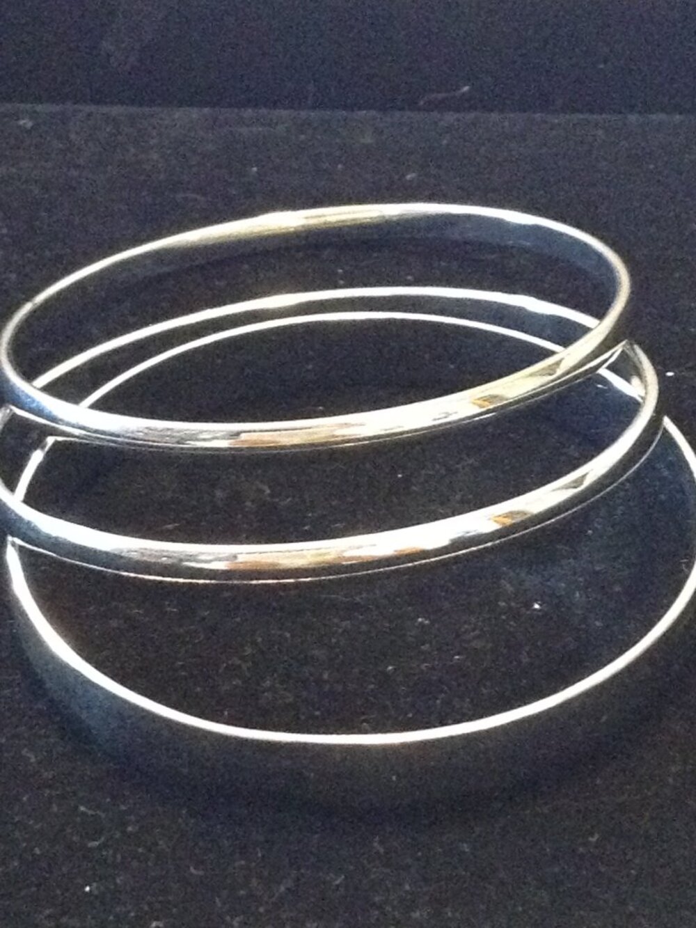 LOT (3) Silver Metal bangle Bracelets Fairycore Bohemian Disco Minimalist Hippie